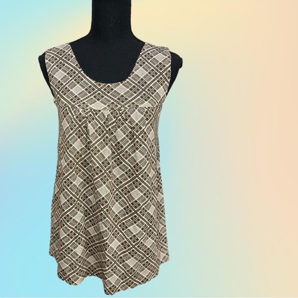 VTG 70's/80's Fritzi Of California Brown & Cream Patterned Tank Top Sz Sm
